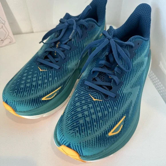 Hoka | Shoes | Hoka Clifton 9 Teal And Yellow Athletic Shoes  display picture 1